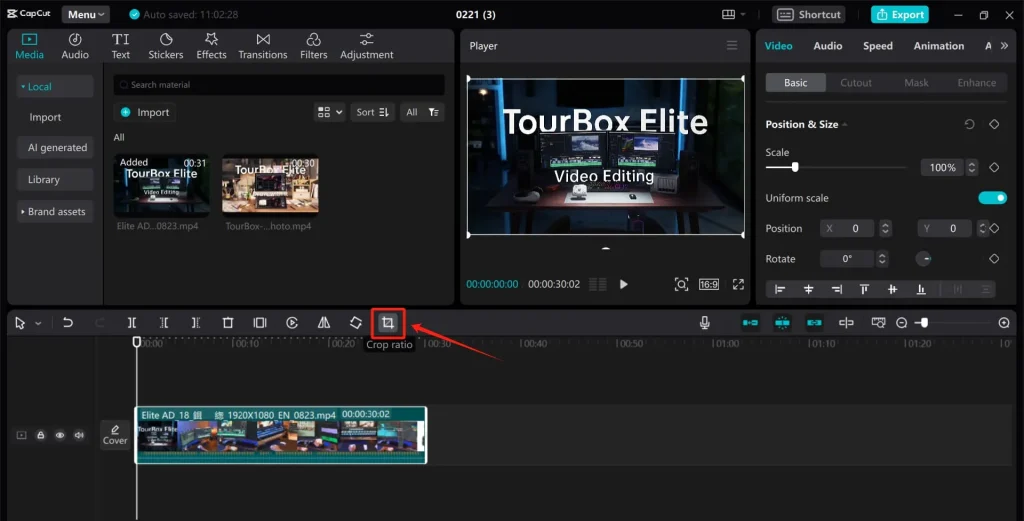 Select the Cropping Tool